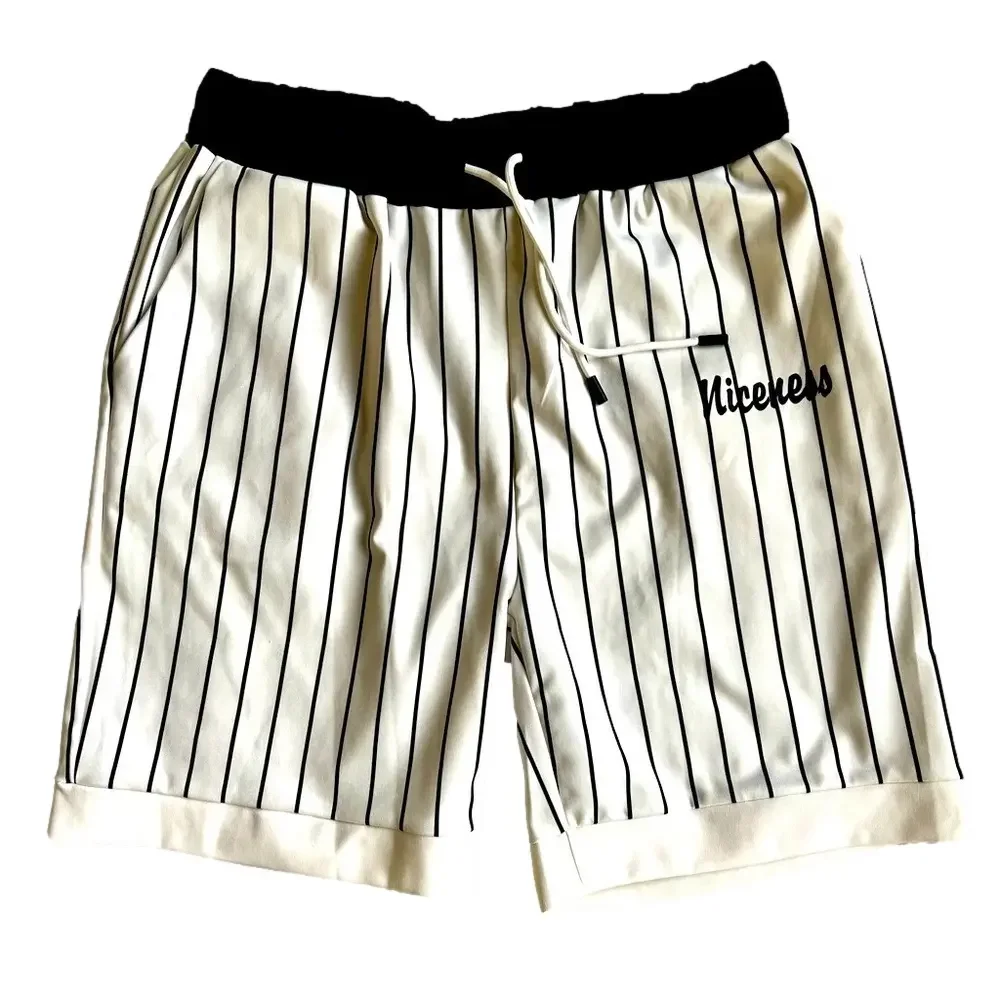 🇺🇸Men Striped And Letter Graphic Drawstring Waist Track Shorts